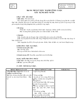 Giáo án Lịch sử 7 - Tiết 13, Bài 10: Nhà Lý đẩy mạnh công cuộc xây dựng đất nước - Năm học 2012-2013