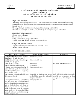 Giáo án Lịch sử 7 - Tiết 21, Bài 13: Nước Đại Việt ở thế kỉ XIII (Tiết 1) - Năm học 2012-2013