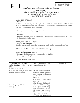 Giáo án Lịch sử 7 - Tiết 22, Bài 13: Nước Đại Việt ở thế kỉ XIII (Tiết 2) - Năm học 2012-2013