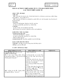 Giáo án Lịch sử 7 - Tiết 27, Bài 15: Sự phát triển kinh tế và văn hóa thời Trần (Tiết 1) - Năm học 2012-2013