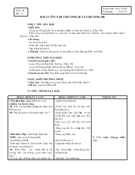 Giáo án Lịch sử 7 - Tiết 31, Bài 17: Ôn tập chương II và chương III - Năm học 2012-2013