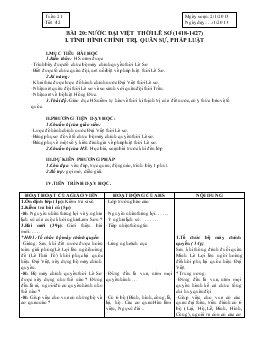 Giáo án Lịch sử 7 - Tiết 42, Bài 20: Nước Đại Việt thời Lê sơ (1418-1427) - Năm học 2012-2013