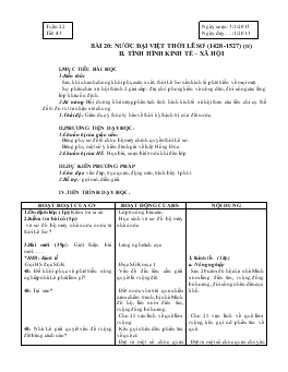 Giáo án Lịch sử 7 - Tiết 43, Bài 20: Nước Đại Việt thời Lê sơ (1418-1427) (Tiết 2) - Năm học 2012-2013