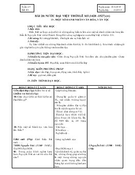 Giáo án Lịch sử 7 - Tiết 45, Bài 20: Nước Đại Việt thời Lê sơ (1418-1427) (Tiết 4) - Năm học 2012-2013