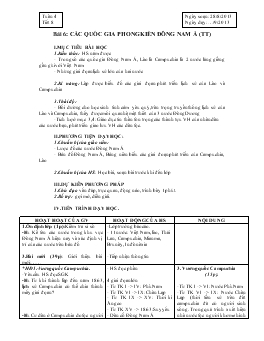 Giáo án Lịch sử 7 - Tiết 8, Bài 6: Các quốc gia phong kiến Đông Nam Á (Tiếp theo) - Năm học 2013-2014