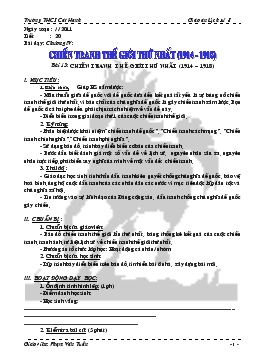 Giáo án Lịch sử 8 - Tiết 20, Bài 13: Chiến tranh thế giới thứ nhất (1914-1918) - Phạm Văn Tuấn