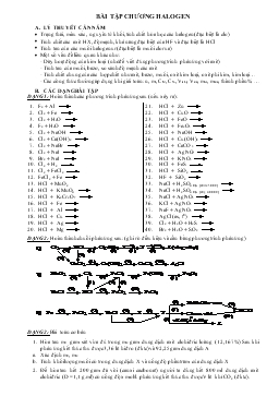 Giáo án môn Hóa học 10 - Bài tập chương Halogen