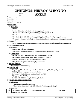 Giáo án môn Hóa học 11 - Chương 5: Hiđrocacbon no
