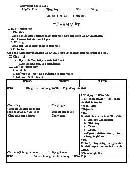 Giáo án Ngữ văn 7 - Bài 6, Tiết 22: Tiếng việt Từ Hán Việt