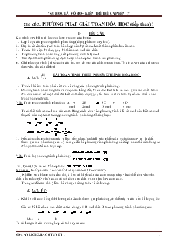Giáo trình Chủ đề 5: Phương pháp giải toán hóa học (tiếp theo)