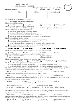 Kiểm tra 1 tiết môn: Hóa học – Khối 11