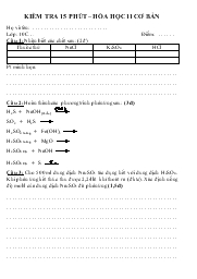 Kiểm tra 15 phút – Hóa học 11 cơ bản