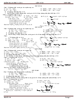 Kiểm tra 45 phút lần I môn Hóa học