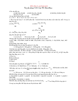 Tuyển chọn 523 câu tốt nghiệp Hoá Học