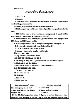 Bài giảng Tiết 6 - Tiết 7: Nguyên tố hóa học