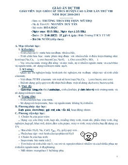 Giáo án Hóa học lớp 8 - Nguyễn Duy Tân - Bài 36: Nước (tiếp Theo)