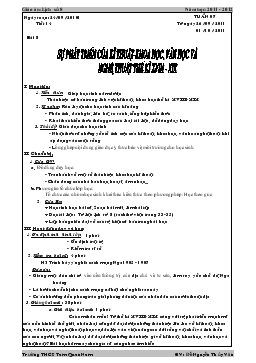 Giáo án môn Lịch sử 8 - Bài 8: Sự phát triển của kĩ thuật khoa học, văn hóa và nghệ thuật thế kỉ XVIII - XIX