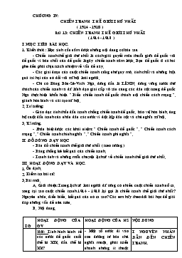 Giáo án môn Lịch sử 8 - Chương IV: Chiến tranh thế giới thứ nhất (1914 - 1918 )