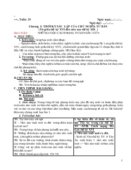 Giáo án môn Lịch sử 8 - Tiết 25 đến tiết 31