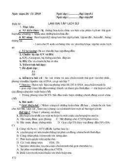 Giáo án môn Lịch sử 8 - Tiết 31: Làm bài tập lịch sử