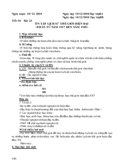 Giáo án môn Lịch sử 8 - Tiết 34 - Bài 23: Ôn tập lịch sử thế giới hiện đại <phần từ năm 1917 đến năm 1945>