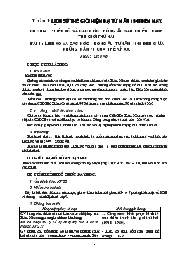 Giáo án môn Lịch sử lớp 9 - Bài 1 đến bài 10