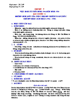 Giáo án môn Lịch sử lớp 9 - Bài 25 - Tiết 31: Những năm đầu của cuộc kháng chiến toàn quốc chống thực dân Pháp (1946 - 1950)
