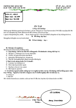 Giáo án môn Lịch sử lớp 9 - Tiết 18: Ôn tập