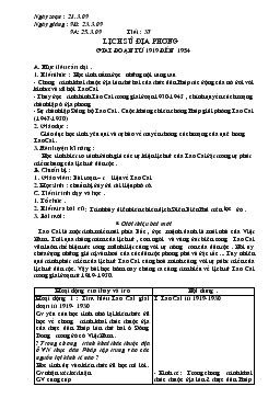 Giáo án môn Lịch sử lớp 9 - Tiết 37: Lịch sử địa phương giai đoạn từ 1919 đến 1954