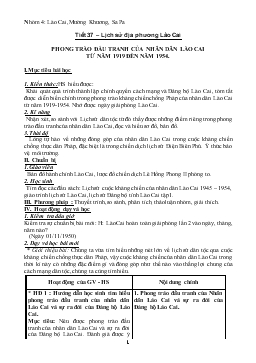 Giáo án môn Lịch sử lớp 9 - Tiết 37: Lịch sử địa phương Lào Cai phong trào đấu tranh của nhân dân Lào Cai từ năm 1919 đến năm 1954