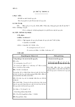 Giáo án môn Lịch sử lớp 9 - Tiết 42 - Bài 3: Thứ tự trong Z