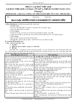 Lịch sử thế giới Lịch sử thế giới cận đại (từ giữa thế kỉ XVI đến năm 1917 )