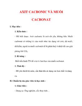 Bài giảng Axit cacbonic và muối cacbonat (tiết 1)