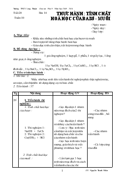 Bài giảng Tiết 20 - Bài 14: Thực hành: Tính chất hóa học của bazơ và muối (tiếp)