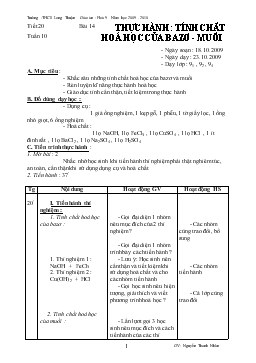 Bài giảng Tiết 20 - Bài 14: Thực hành: Tính chất hóa học của Bazo-muối