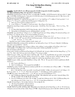 Các dạng bài tập theo chương môn hóa 10
