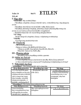 Giáo án Hóa học 9 - Tuần: 24 - Bài 37: Etilen