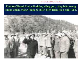 Tuổi trẻThanh Hoá với những đóng góp, cống hiến trong kháng chiến chống Pháp & chiến dịch Điện Biên phủ 1954