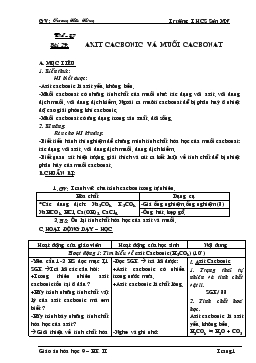 Bài giảng Bài 29: Axit cacbonic và muối cacbonat (tiết 4)