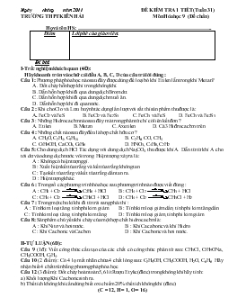 Bài giảng Đề kiểm tra 1 tiết (tuần 31) môn hóa học 9