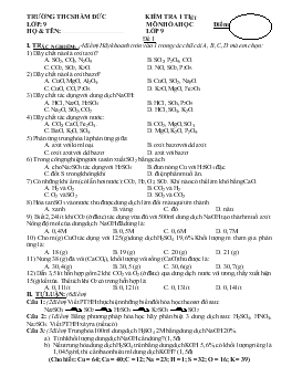 Bài giảng Kiểm tra 1 tiết lớp: 9 môn hóa học