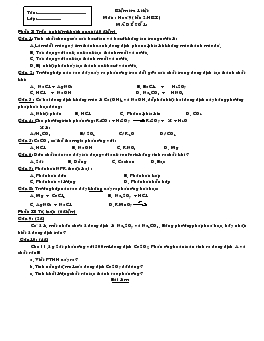 Bài giảng Kiểm tra 1 tiết Môn : Hoá 9 lần 2