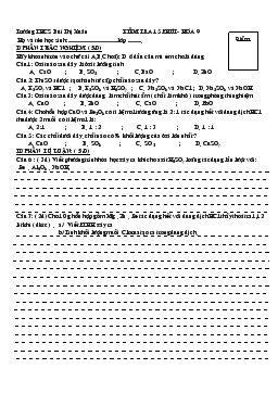 Bài giảng Kiểm tra 15 phút- Hóa 9 trường THCS Bùi thị xuân