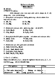 Bài giảng Kiểm tra 45 phút môn: hóa 9 (tiếp)