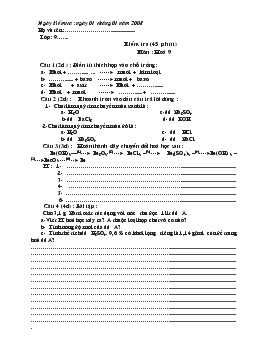 Bài giảng Kiểm tra (45 phút ) Môn : Hoá 9 (tiết 1)