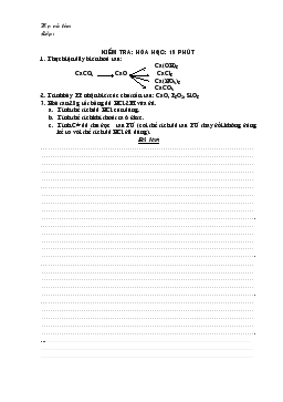 Bài giảng Kiểm tra: hóa học: 15 phút
