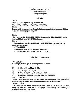 Bài giảng Kiểm tra học kì 2 môn: hoá học 9 thời gian: 45 phút