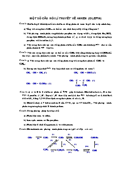Bài giảng Một số câu hỏi lí thuyết về anken (olefin)