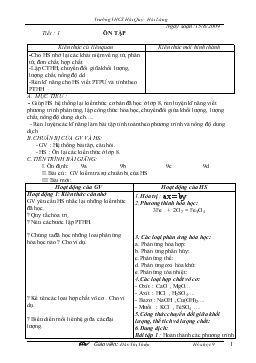 Bài giảng Tiết : 1: Ôn tập hóa (tiết 20)