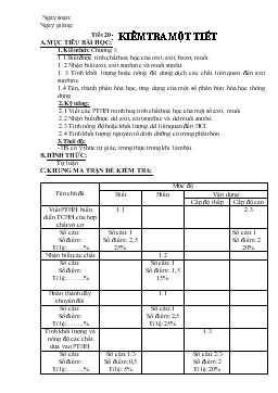 Bài giảng Tiết 20: Kiểm tra một tiết (tiếp theo)